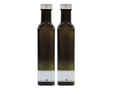 Mikken Aceitera 2 x 250 ml verde y marrÃ³n botellas de cristal para rellenar, incluye 2 etiquetas de rotulaciÃ³n