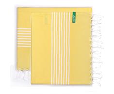 UNITED COLORS OF BENETTON. Set 2 Toallas HAMMAN 80X165CM 170GSM 100PercentALGODON Amarillo CASA Benetton
