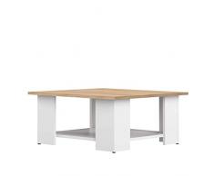 Temahome Mesa de centro cuadrada, tablero de partÃculas de melamina, blanco y roble, 67 x 67 x 30.5 cm (A-D-A)