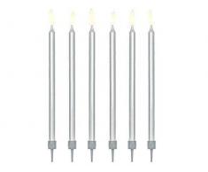 Partydeco Velas para Tartas, Plata, 12,5Â cm