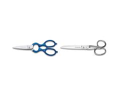 3 Claveles Varios Usos Tijera de Cocina Multiusos, Acero Inoxidable, Azul, 8 + Tijera de Modista de Acero de Carbono, Plateado, 17,5 cm - 7