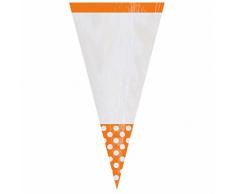 Amscan Bolsas de celofÃ¡n cono Lunares 9 x 27 cm Orange Orange elle confeti