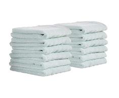 iDesign Ribbed Juego de 12 baÃ±o, algodÃ³n pequeÃ±as con diseÃ±o de Rayas, Set Suaves para Manos y Cara, tambiÃ©n como Toallas de Ducha o baÃ±era, Azul Claro, 33,0 cm x 0,3 cm