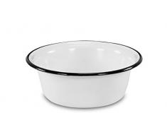 Karl KrÃ¼ger - Cuenco esmaltado, color blanco con borde negro, 24 cm