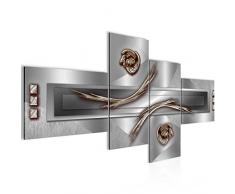 Runa Art 105341b - Cuadro de pared abstracto (200 x 100 cm, lienzo de fieltro, tamaÃ±o XXL, 4 piezas, fabricado en Alemania, listo para colgar), color marrÃ³n