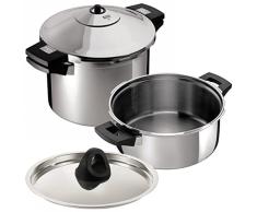 Kuhn Rikon Set Duromatic Inox, Olla a PresiÃ³n Super RÃ¡pida tapa cocciÃ³n lenta, Apta para InducciÃ³n, Ãptima Distribucion del Calor, Acero Inoxidable 18/10, Set olla 6L/24cm + cuerpo 2.5L/24cm y tapa