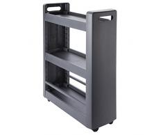 EDA 10495 G.Ant PX25 - Carrito móvil con 3 estantes modulables, Polipropileno, Gris Antracita, Dim. 60 x 22 x 79 cm.
