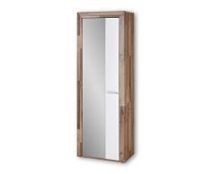 Stella Trading Texas Espejo en Aspecto de Roble Yaki, Color Blanco, Moderno Armario con Mucho Espacio de Almacenamiento, Madera de ingenierÃa, 71 x 202 x 38 cm