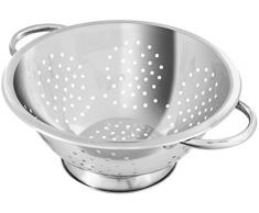 Fackelmann Colador de Cocina y Escurridor en acero inoxidable uso idÃ³neo para escurrir ensalada, pasta, arroz, legumbres y verduras con asas laterales para coger y peana estable, 24cm