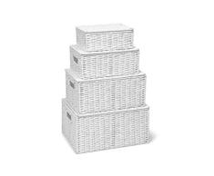 ARPAN Cesta de Almacenamiento con Tapa y Asas de inserciÃ³n para un fÃ¡cil Transporte â prÃ¡ctica Caja organizadora para mÃºltiples usos, Blanco, X-Large, Large, Medium, Small