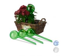 Relaxdays, Verde, Set Autorriego para Macetas, PlÃ¡stico, 4 Unidades, 27 cm