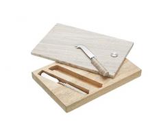 Kitchencraft Masterclass Artesà â Tabla de quesos y Juego de Cuchillos de Madera/mármol, Color Blanco