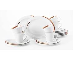 Seltmann Weiden Juego 18 Piezas, Color Blanco, para hasta 6 Personas, la Serie Top Life Incluye 6 Platos de Desayuno, Tapas de cafÃ© y platillos, Porcelana, marrÃ³n