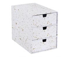 Bigso Box of Sweden Cajonera pequeña para documentos y material de oficina â Organizador de documentos con 3 cajones â Caja con cajones de tablero de fibras y papel â motas doradas