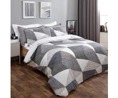 Dreamscene Juego de Cama Compuesto por Funda de edredón geométrica y Fundas de Almohada de Estilo escandinavo, Color Negro carbón y Gris, tamaño Doble