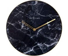 Nextime Marble Reloj de Pared, Oro Negro, 40 cm