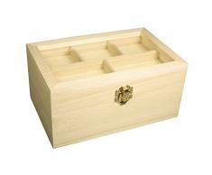 Rayher Caja de Madera con Cierre y Tapa de Cristal, 20x13x9,5 cm, 5 Compartimentos, 62578000