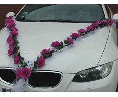 Autoschmuck Decoración para Coche con diseño de Rosas para Novia, Pareja de Rosas, decoración para Boda o Coche (Violeta y Blanco)