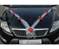 Organza M Auto Joyas Novia par Rose DecoraciÃ³n Organza M Boda Coche Wedding Deko Guirnalda de Coches (BorgoÃ±a/Blanco)