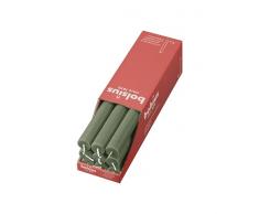 Bolsius Juego de 9 velas rÃºsticas, color verde oliva, longitud de la combustiÃ³n, 13 horas, sin perfumar, cera vegetal natural, sin goteo, sin aceite de palma, 27 x 2,3 cm