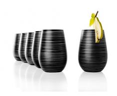Stölzle Lausitz Taza Twister, 465 ML, 6er Set, Se Puede Utilizar Universalmente, para Agua, Zumos, Cócteles, Vino, Soporte de Vela, Búcaro, Apto para Lavavajillas - Negro (Mate), Plata