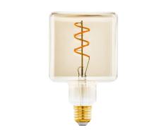 EGLO LED E27 lámpara regulable, bombilla vintage ámbar, LED espiral de 4 vatios, 180 lúmenes, blanco cálido, 1600 Kelvin, bombilla LED deco cubo, diámetro 9,5 cm