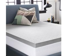 LUCID Cubrecolchón de Espuma viscoelástica de carbón de bambú de 7,5 cm, carbón Activado, Transpirable, Cama Doble (135 x 190 cm)