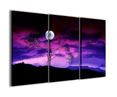 Stampe su Tela Cuadro Spectacular Moon Espectacular Luna Lienzo moderno en 3 paneles ya enmarcados, listo para colgar, 90 x 60 cm