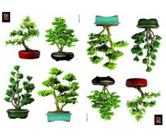 Plage DecoraciÃ³n Adhesiva Bonsais, Vinilo, Verde, 21x3x29.6 cm