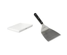 Lacor - 60405 - Tabla de Corte Cocina, Polietileno, Con Tacos Antideslizantes, Aptas para Lavavajillas, GN 1/2, 32.4 x 26.7 x 3 cm, Blanco & 60434 - EspÃ¡tula Grill Acodada Inox. 12 x 27 cm