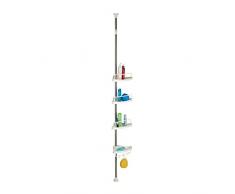 Relaxdays - Estantería telescópica para Ducha, 4 estantes de plástico, Estante con Pinza, Altura Regulable, Acero Inoxidable, Color Plateado