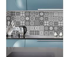 Ambiance 16 Pegatinas de Azulejos | Vinilo Decorativo Autoadhesivo baldosas de Cemento â Stickers Mosaico alicatado Sala de baño y Cocina - Adhesivos de Pared Azulejos â 10 x 10 cm â 16 Unidades