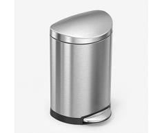 simplehuman, cubo semicircular con pedal, acero inoxidable cepillado, 6 L