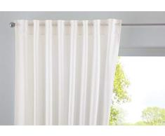 Gardinenbox Cationic Jena - Cortina Opaca con Trabillas, Aspecto de Lino, con alzapaños, 100% poliéster, 225 x 140 cm, Color Crema