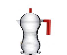 Alessi Pulcina MDL02/03RFM - Cafetera para Café Exprés de Diseño en Aluminio Fundido y PA con Fondo en Acero Magnético, 3 Tazas, Rojo
