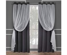 Home Exclusive Catarina - Cortinas, Lisas, Opacas y Transparente, con Ojal Superior, poliÃ©ster, poliÃ©ster, Black Pearl, 84 x 52 x 0.2 cm