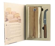 Anitex Set Tabla de quesos con Cuchillo, Madera, Marrón, 26.1x18.5x3 cm