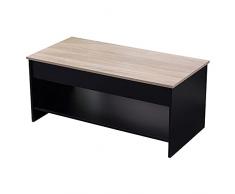 Happy Garden Mesa Baja con Tapa elevable Negra y Madera Hedda