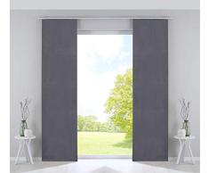 Gardinenbox Juego de 2 Cortinas Planas Opacas Milano, Terciopelo Opaco, Barras de Peso, 100% poliÃ©ster, Gris, Alto x Ancho 245 x 60 cm