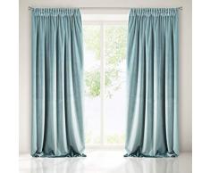 Eurofirany Terciopelo con Cinta fruncidora, 1 Unidad. Elegante Cortina Lisa para salÃ³n o Dormitorio, poliÃ©ster, Verde Marino, 140 x 270 cm