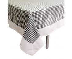 Soleil docre Mantel Cuadrado de algodón 180x180 cm Vichy Gris, Jacquard