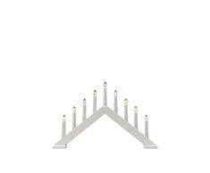 Konstsmide 3984-205 - Candelabro de madera lacado blanco mate, con interruptor de encendido/apagado, 9 bombillas transparentes, 230 V, interior y cable blanco