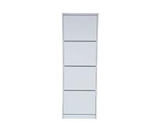Topkit |Mueble Zapatero Rin 53ab | Zapatero Estrecho Alto | Armario Zapatero | Zapatero económico 4 Puertas abatibles. | Blanco