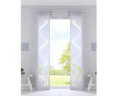 Gardinenbox 20190418-2 Juego de 2 cortinas correderas (alto x ancho), 245Â x 45Â cm, calidad moderna con patrÃ³n de ondas, transparentes, barras de soporte, color gris
