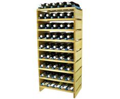 Expovinalia ex2745 Botellero apilable para 45 Botellas, Pino y Azul, 49x32x90 cm