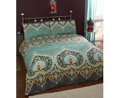 Rapport ASHA Esmeralda Indio diseÃ±o, Funda de edredÃ³n y 2Â Funda de Almohada Juego de Ropa de Cama, Verde/Azul, King