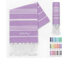 LeStoff Toalla Turca para Hammam 100% Algodón 50x100cm Ultra Suave Altamente Absorbente Secado Rápido Playa Piscina Baño Yoga Gimnasio Sauna Viaje SPA Manta Ligera Ecológica Peshtemal - (Lilac)