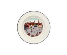 Villeroy & Boch Design Naif Plato Hondo Pueblo de DiseÃ±o ClÃ¡sico con Alegre decoraciÃ³n, Porcelana, Multicolor, 21 cm
