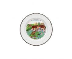 Villeroy & Boch Design Naif Plato para Pan Chimenea de Diseño Clásico con Alegre decoración, Porcelana, Verde, 17 cm