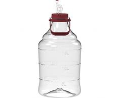 Browin 644320 Garrafa de plástico irrompible para vino y cerveza con tapón de rosca 20 L, tubo de fermentación y asa de transporte, boca ancha, tapón de rosca, tubo de fermentación, escala de medición